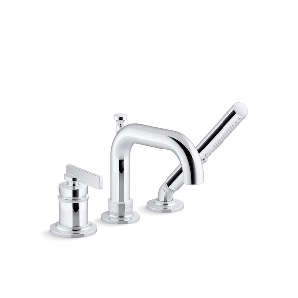Deck-Mount Bath Faucet With Handshower in Polished Chrome